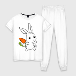 Женская пижама хлопок Зайка с морковкой