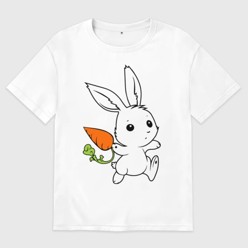 Мужская футболка хлопок Oversize Зайка с морковкой