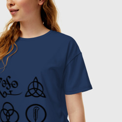 Женская футболка хлопок Oversize Led Zeppelin simbols - фото 2
