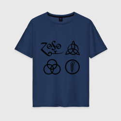 Женская футболка хлопок Oversize Led Zeppelin simbols