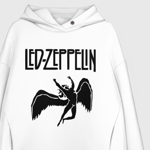 Женское худи Oversize хлопок Led Zeppelin, цвет белый - фото 3