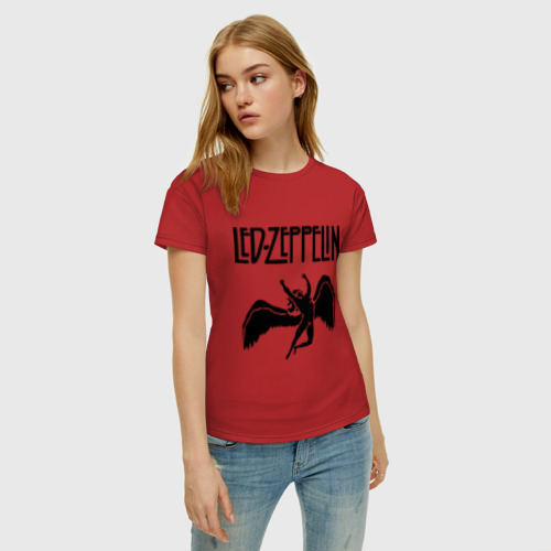 Женская футболка хлопок с принтом Led Zeppelin, фото на моделе #1