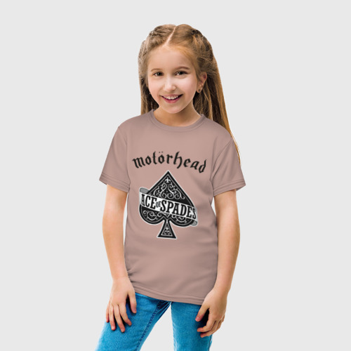 Детская футболка хлопок Motorhead ace of spades, цвет пыльно-розовый - фото 5