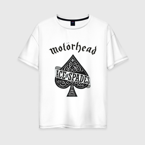 Женская футболка хлопок Oversize Motorhead ace of spades, цвет белый