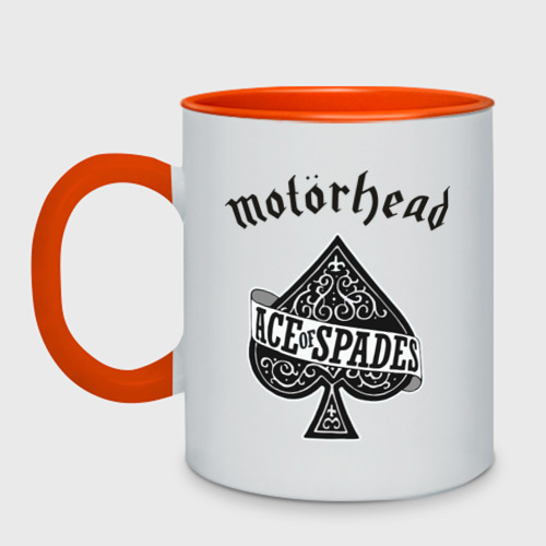 Кружка двухцветная Motorhead ace of spades, цвет белый + оранжевый