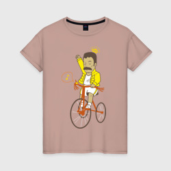 Фредди на велосипеде – Женская футболка хлопок с принтом купить со скидкой в -20%