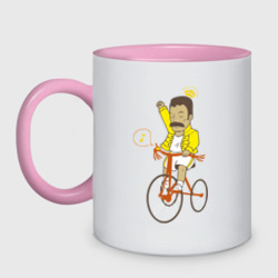 Кружка двухцветная Фредди на велосипеде