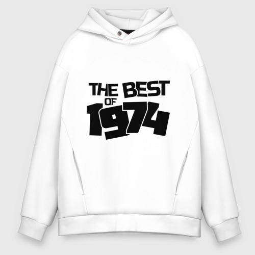 Мужское худи Oversize хлопок The best of 1974, цвет белый