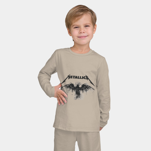 Детская пижама с лонгсливом хлопок Metallica, цвет миндальный - фото 3