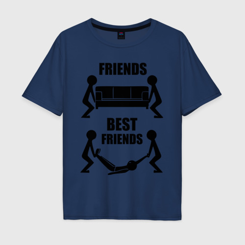 Мужская футболка хлопок Oversize Best friends, цвет темно-синий