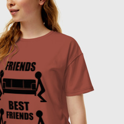 Женская футболка хлопок Oversize Best friends - фото 2