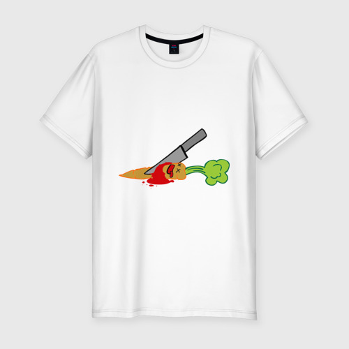 Мужская приталенная футболка из хлопка с принтом Морковь, вид спереди №1