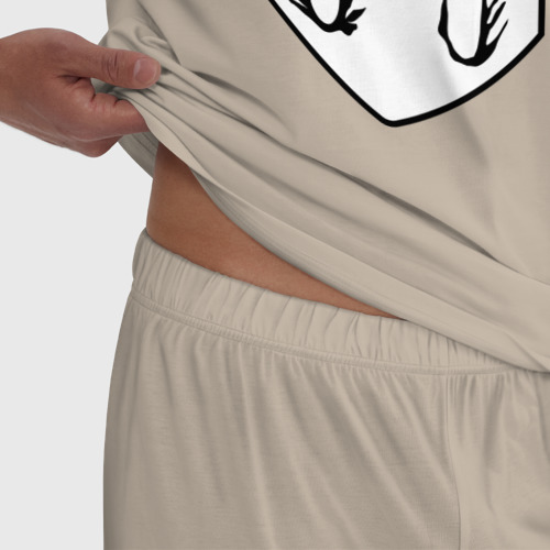Мужская пижама хлопок Пикачу в кармане, цвет миндальный - фото 6