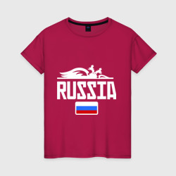 Женская футболка хлопок Россия Флаг
