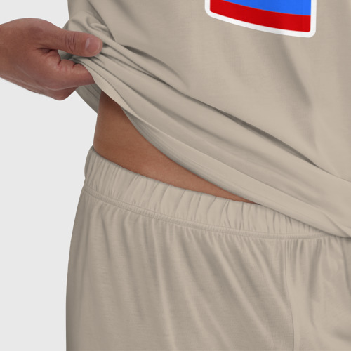 Мужская пижама хлопок Россия Флаг, цвет миндальный - фото 6