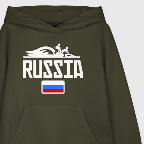 Детская толстовка хлопок Россия Флаг, цвет хаки - фото 3