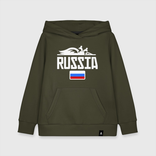 Детская толстовка хлопок Россия Флаг, цвет хаки