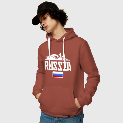 Мужская толстовка хлопок Россия Флаг, цвет кирпичный - фото 3