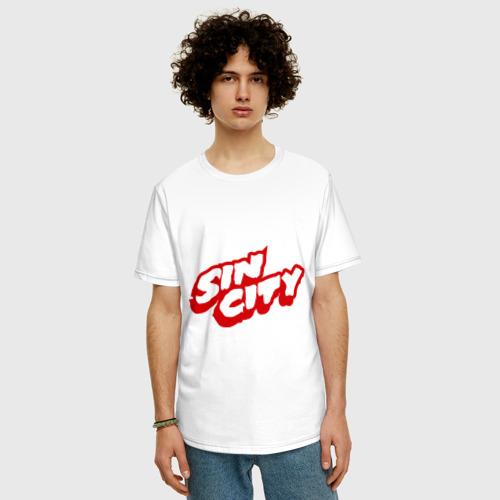 Мужская футболка хлопок Oversize Sin City, цвет белый - фото 3