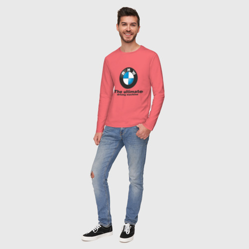 Мужской лонгслив хлопок BMW The ultimate driving machine, цвет коралловый - фото 5