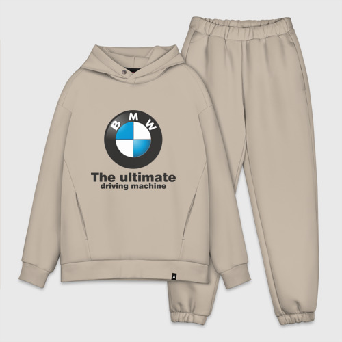 Мужской костюм oversize хлопок BMW The ultimate driving machine, цвет миндальный