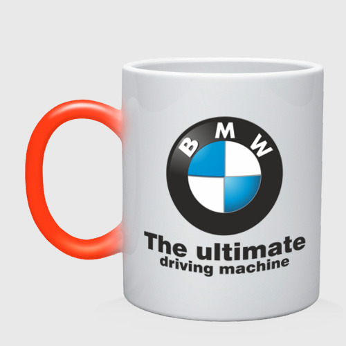 Кружка хамелеон BMW The ultimate driving machine, цвет белый + красный