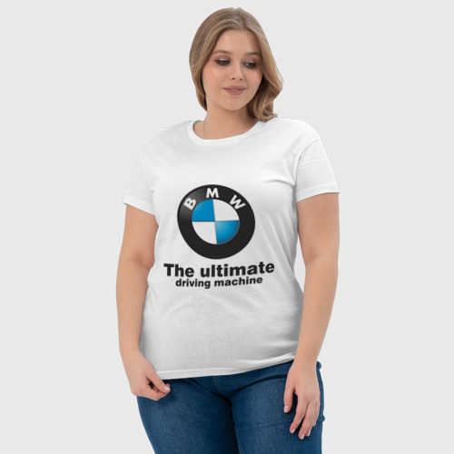 Женская футболка хлопок BMW The ultimate driving machine, цвет белый - фото 6