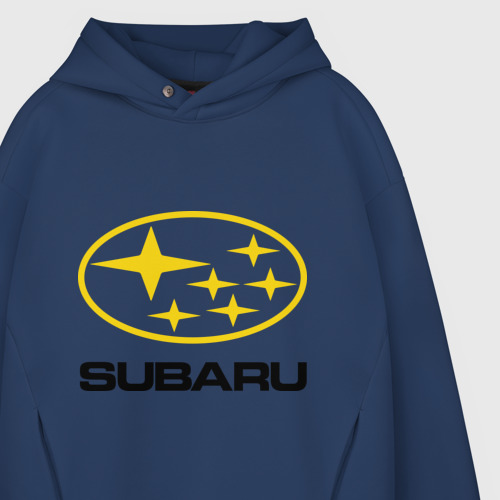 Мужское худи Oversize хлопок Subaru Logo, цвет темно-синий - фото 4