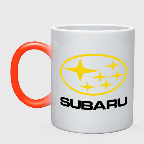 Кружка хамелеон Subaru Logo, цвет белый + красный