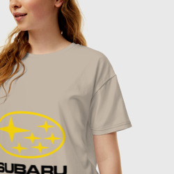 Женская футболка хлопок Oversize Subaru Logo - фото 2