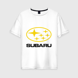 Женская футболка хлопок Oversize Subaru Logo