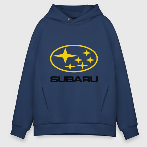 Мужское худи Oversize хлопок Subaru Logo, цвет темно-синий