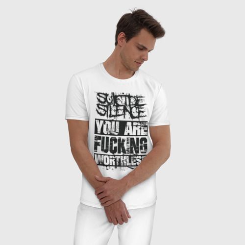 Мужская пижама хлопок Suicide Silence, цвет белый - фото 3