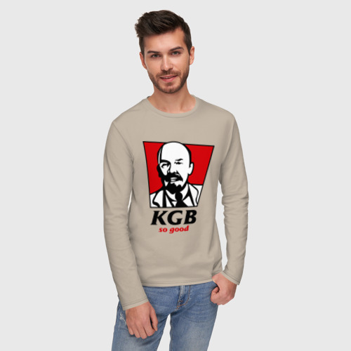 Мужской лонгслив хлопок KGB - So Good, цвет миндальный - фото 3