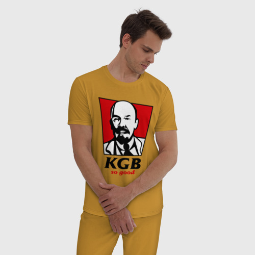 Мужская пижама хлопок KGB - So Good, цвет горчичный - фото 3