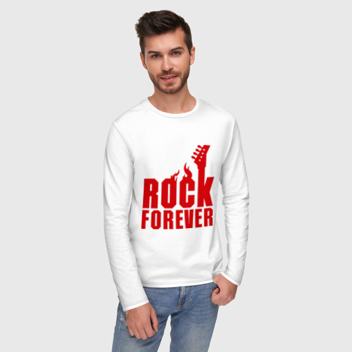 Мужской лонгслив хлопок Rock Forever Рок Навсегда, цвет белый - фото 3