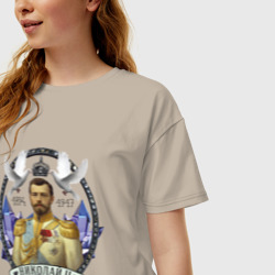 Женская футболка хлопок Oversize Николай II - фото 2