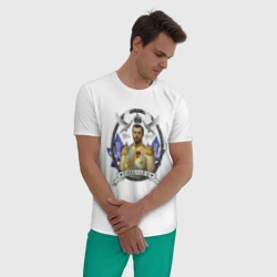 Мужская пижама с белой футболкой хлопок Николай II - фото 2