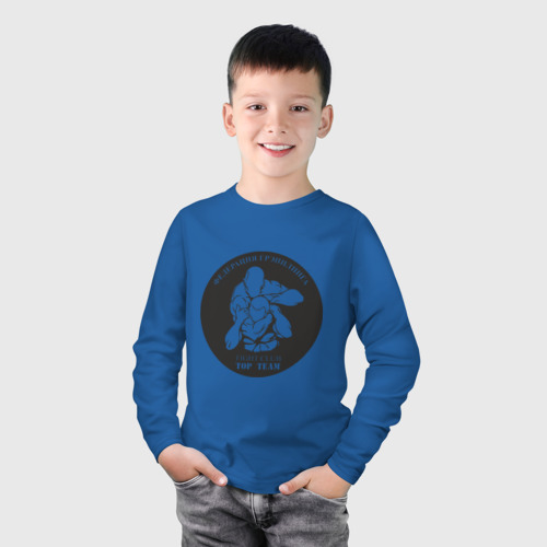 Детский лонгслив хлопок Грэпплинг, цвет синий - фото 3
