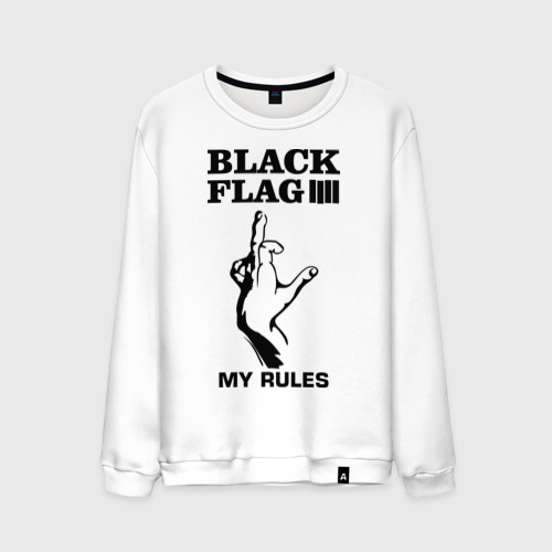 Мужской свитшот хлопок Black flag, цвет белый