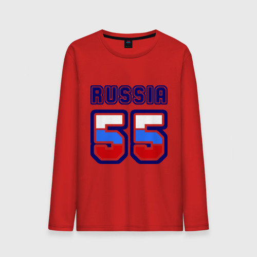 Мужской лонгслив хлопок Russia - 55 (Омская область), цвет красный