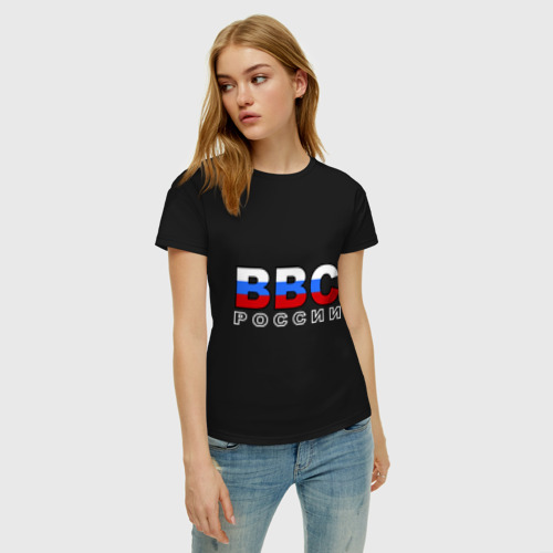 Женская футболка хлопок ВВС России, цвет черный - фото 3