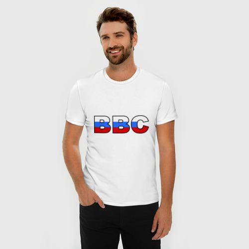 Мужская футболка хлопок Slim ВВС России, цвет белый - фото 3