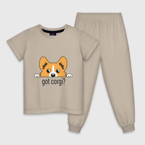 Детская пижама хлопок Got Corgi, цвет миндальный