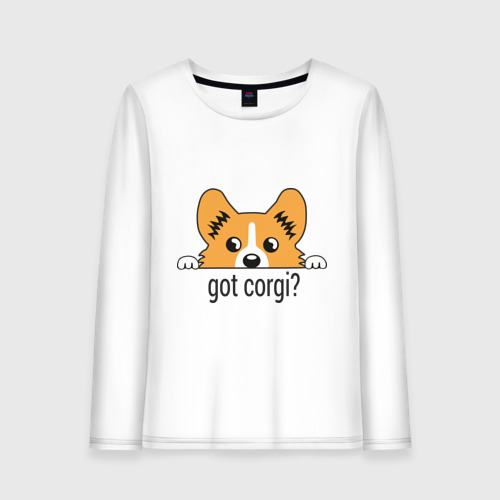 Женский лонгслив хлопок Got Corgi, цвет белый