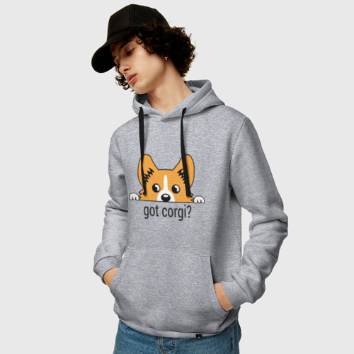 Мужская толстовка хлопок Got Corgi, цвет меланж - фото 3