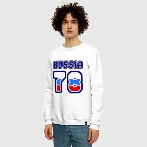 Мужской свитшот хлопок Russia - 78 (Санкт-Петербург), цвет белый - фото 3