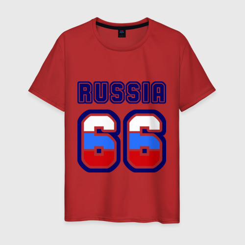 Мужская футболка хлопок Russia - 66 (Свердловская область), цвет красный