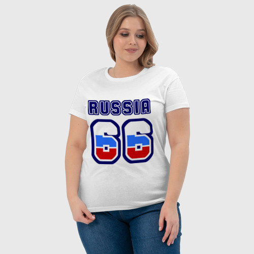 Женская футболка хлопок Russia - 66 (Свердловская область), цвет белый - фото 6