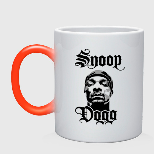 Кружка хамелеон Snoop Dogg, цвет белый + красный